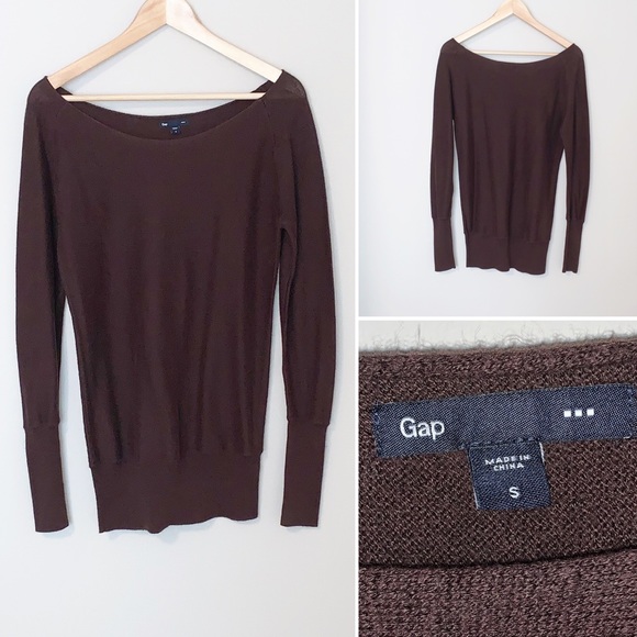 Gap Scoop Neckline Brown Ladies Sweater - Sz Small - Picture 1 of 5